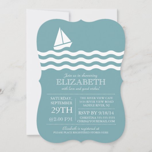 Moderne zeilboot nautische Baby shower uitnodiging (Voorkant)