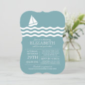Moderne zeilboot nautische Baby shower uitnodiging (Staand voorkant)