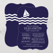 Moderne zeilboot nautische Baby shower uitnodiging (Voorkant / Achterkant)