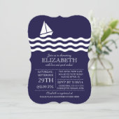Moderne zeilboot nautische Baby shower uitnodiging (Staand voorkant)