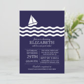 Moderne zeilboot nautische Baby shower uitnodiging (Staand voorkant)