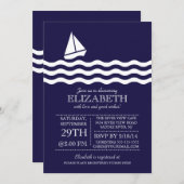 Moderne zeilboot nautische Baby shower uitnodiging (Voorkant / Achterkant)