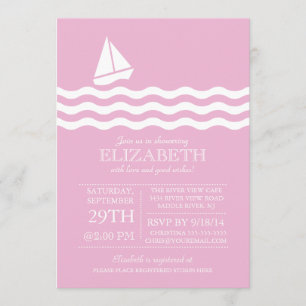 Moderne zeilboot nautische Baby shower uitnodiging