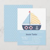 Moderne zeilboot nautische babyshower uitnodiginge kaart (Voorkant / Achterkant)