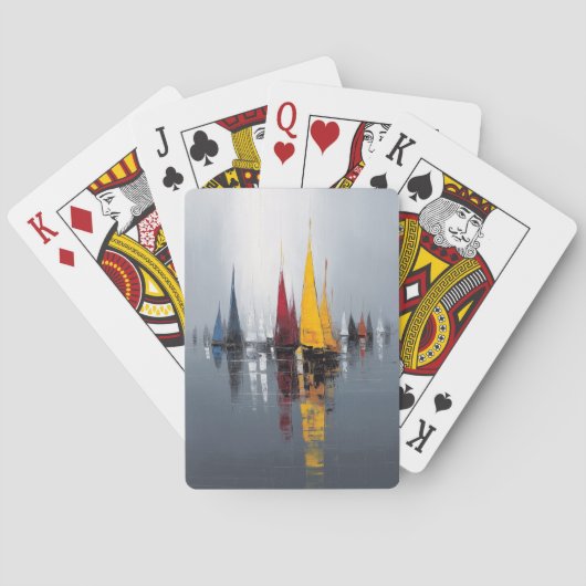 Moderne zeilboten pokerkaarten (Achterkant)