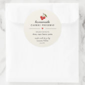 Moderne Zelfgemaakte Cherry Jam Jar Sticker (Tas)