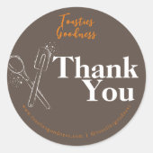 Moderne zelfgemaakte gebakken goederen dank u brui ronde sticker (Voorkant)