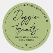 Moderne zelfgemaakte honden snoepjes ronde sticker (Voorkant)