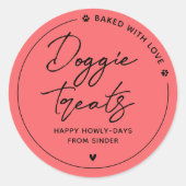 Moderne zelfgemaakte hondenlekkernijen ronde sticker (Voorkant)