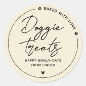 Moderne zelfgemaakte hondenlekkernijen ronde sticker (Voorkant)