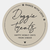 Moderne zelfgemaakte hondenlekkernijen ronde sticker (Voorkant)