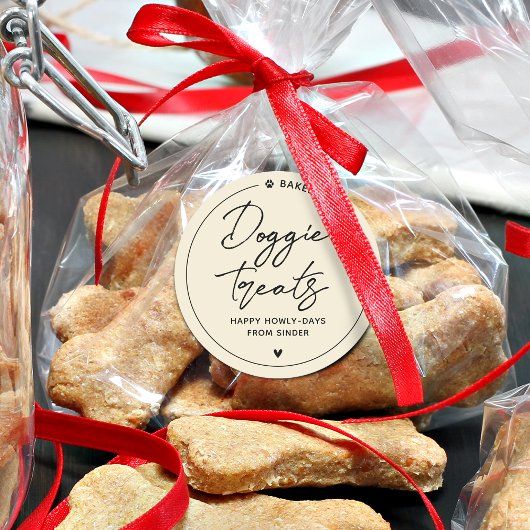 Moderne zelfgemaakte hondenlekkernijen ronde sticker