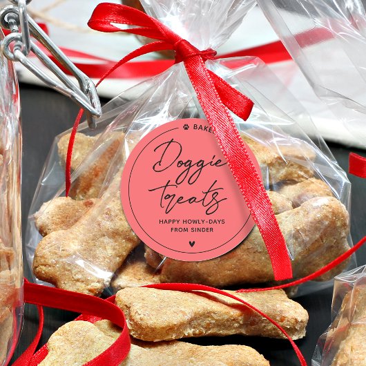 Moderne zelfgemaakte hondenlekkernijen ronde sticker