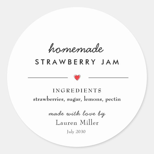 Moderne zelfgemaakte jam pot inmaken  ronde sticker (Voorkant)