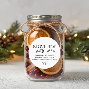 Moderne zelfgemaakte kerst-simmerpotpourri ronde sticker