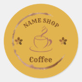 Moderne Zelfgemaakte koffie Thee aangepaste Bedrij Ronde Sticker (Voorkant)