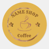 Moderne Zelfgemaakte koffie Thee aangepaste Bedrij Ronde Sticker (Voorkant)