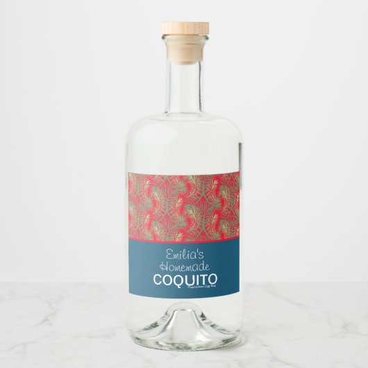 Moderne zelfgemaakte koquito recept zakelijke bran likeurfles etiket (Voorkant)