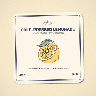 Moderne Zelfgemaakte Limonade Label Sticker