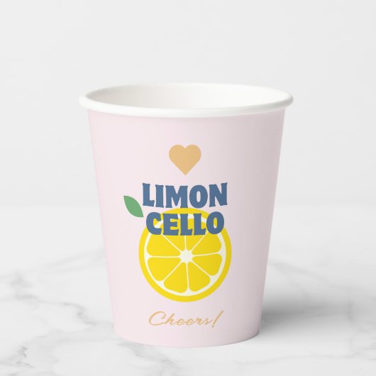 Moderne zelfgemaakte limoncello likeur papier cup papieren bekers (Voorkant)