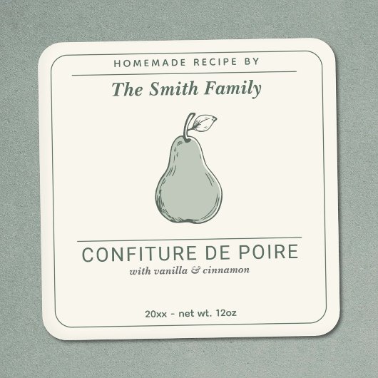 Moderne Zelfgemaakte Perenjam Label Sticker