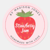 Moderne zelfgemaakte Strawberry Jam Canning Jar La Ronde Sticker (Voorkant)