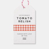 Moderne Zelfgemaakte tomaat Relish met geruite lij Cadeaulabel (Voorkant)