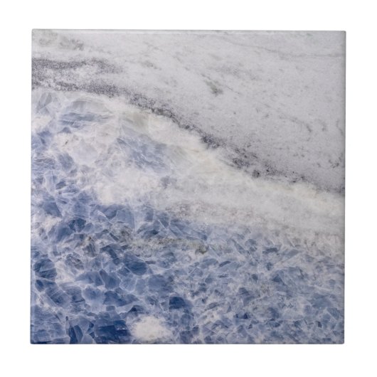 Moderne Zen Blauw Calciet Kwarts Kristal Print Tegeltje (Voorkant)