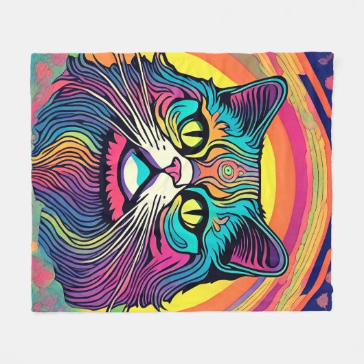 Moderne Zen Cat Fleece Deken (Voorkant (Horizontaal))