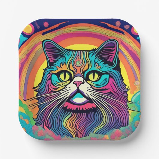 Moderne zen kat papieren bordje (Voorkant)