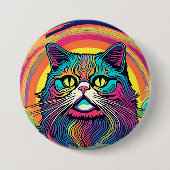 Moderne zen kat ronde button 7,6 cm (Voorkant)