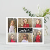 Moderne Zes Aangepast Afstuderen voor fotocollage Kaart (Staand voorkant)