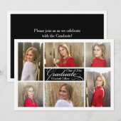 Moderne Zes Aangepast Afstuderen voor fotocollage Kaart (Voorkant / Achterkant)