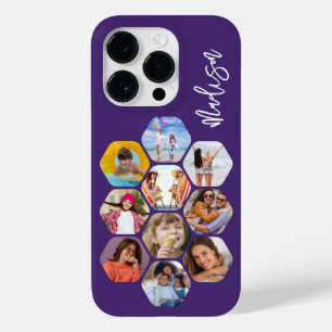 Moderne Zeshoek Foto Collage Persoonlijke Naam Case-Mate iPhone 14 Pro Hoesje