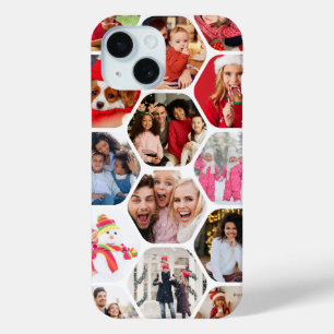 Moderne zeshoekige multi-fotocollage iPhone 15 case