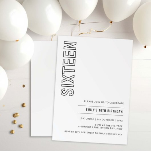 Moderne zestien 16e verjaardag van de uitnodiging