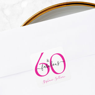 Moderne Zestig En Fabulous Roze 50e Verjaardagsfee Vierkante Sticker