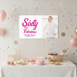 Moderne Zestig en Fabulous Roze 60e Verjaardagsfee Spandoek