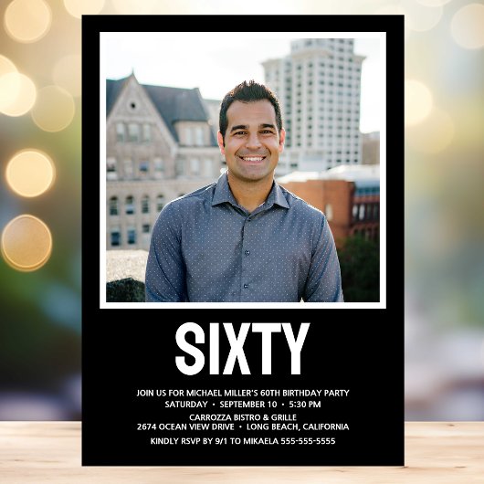 Moderne ZESTIG Foto 60e Verjaardagsfeest Kaart