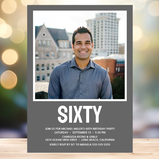 Moderne ZESTIG Foto 60e Verjaardagsfeest Kaart