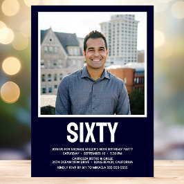 Moderne ZESTIG Foto 60e Verjaardagsfeest Kaart
