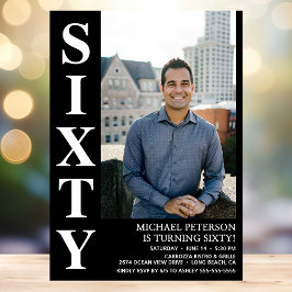 Moderne ZESTIG Foto 60e Verjaardagsfeest Kaart