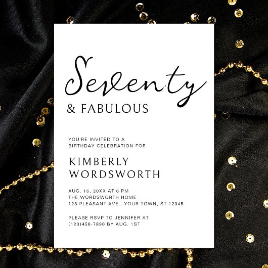Moderne Zeventig en Fabulous Script 70ste Verjaard Kaart