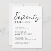 Moderne Zeventig en Fabulous Script 70ste Verjaard Kaart (Voorkant)