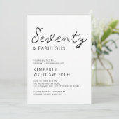 Moderne Zeventig en Fabulous Script 70ste Verjaard Kaart (Staand voorkant)