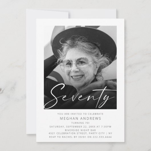 Moderne Zeventig Foto Verjaardagsfeest Uitnodiging (Voorkant)