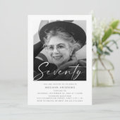 Moderne zeventig foto verjaardagsfeestuitnodiging kaart (Staand voorkant)