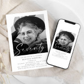 Moderne zeventig foto verjaardagsfeestuitnodiging kaart