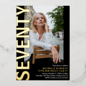 Moderne ZEVENTY Foto 70th Birthday Party Folie Uitnodiging (Voorkant)