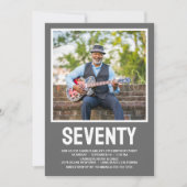Moderne ZEVENTY Foto 70th Birthday Party Kaart (Voorkant)